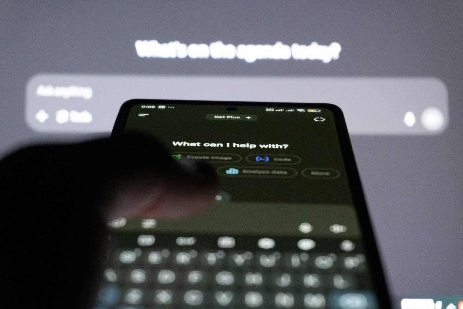 A person using an AI assistant on a smartphone