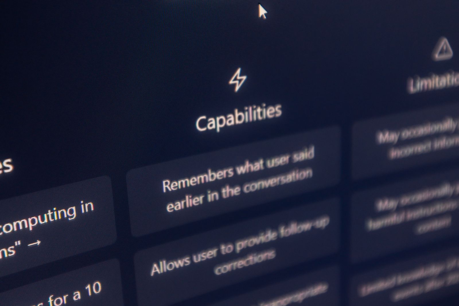 An AI assistant interface shown close up on a screen